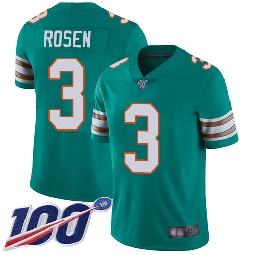 Nike Miami Dolphins #3 Josh Rosen Aqua Green Alternate Youth Stitched NFL 100th Season Vapor Limited Jersey->youth nfl jersey->Youth Jersey